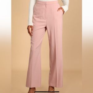Blush Pink High-Waisted Wide-Leg Pants